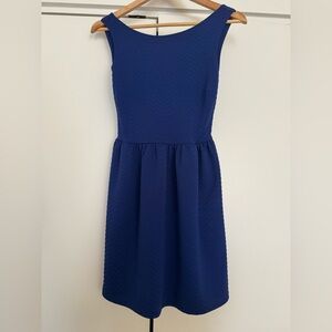 Aqua Royal Blue Textured Scoop-Neck Mini Dress